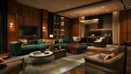 Dark tone living room in hotel