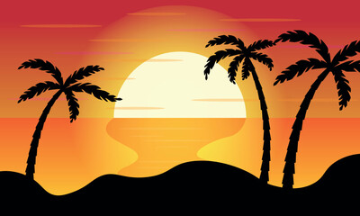 silhouette of palm trees on sunset