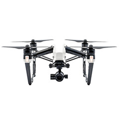 White drone  front view isolated on transparent background