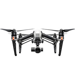White drone  front view isolated on transparent background
