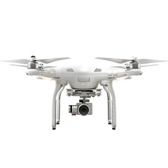 White drone  front view isolated on transparent background