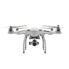 White drone  front view isolated on transparent background