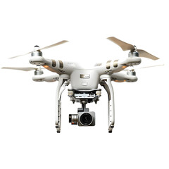 White drone  front view isolated on transparent background