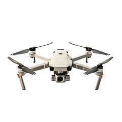 White drone  front view isolated on transparent background