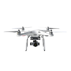 White drone  front view isolated on transparent background
