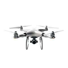 White drone  front view isolated on transparent background