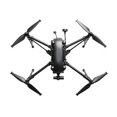 Black Drone top view isolated on transparent background