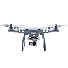 White drone  front view isolated on transparent background