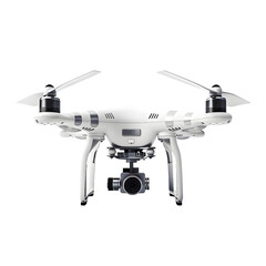 White drone  front view isolated on transparent background