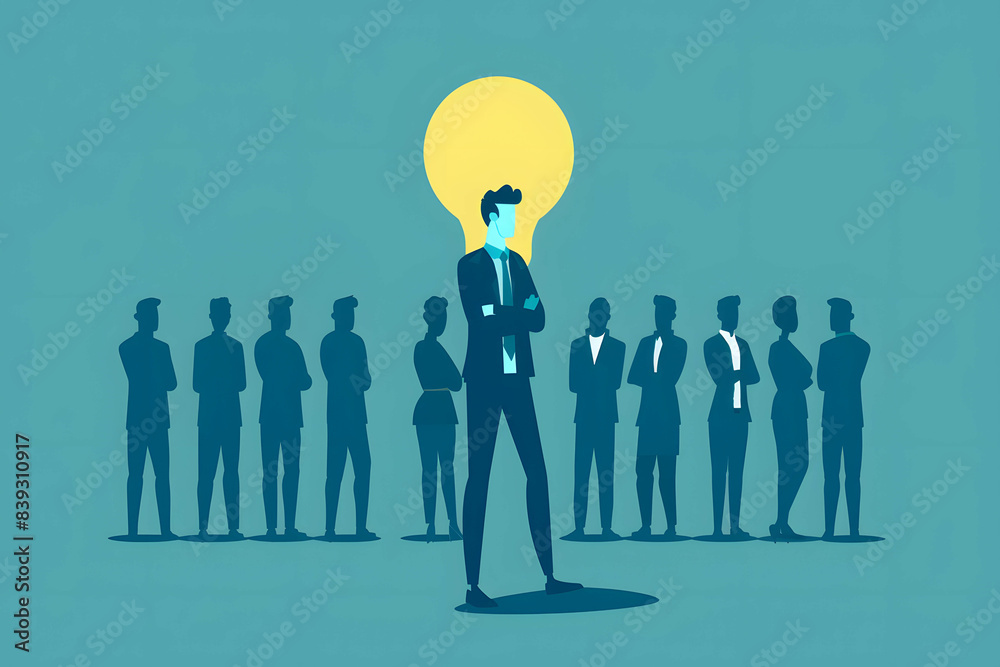 Wall mural a leader standing at the forefront of a brainstorming session, illustrating proactive leadership beh