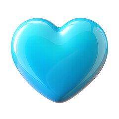 Curvy heart with sharp bottom isolated 3d on white background, glossy glass