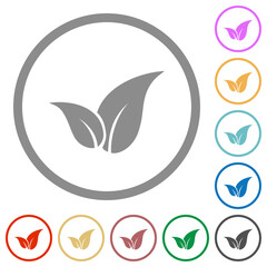 Leaves solid flat icons with outlines