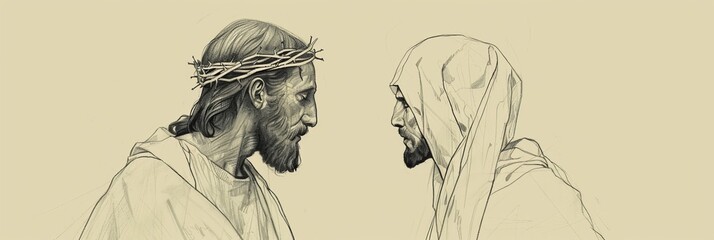 Miracle and Compassion: Jesus' Encounter with the Man Born Blind, Biblical Illustration Perfect for Stock Photography,Christian banner