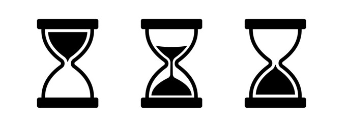 Sand watch icon set. Hourglass symbol. Flat vector illustration. Sandglass logo.