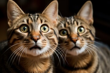 Startled Surprised cats. Animal pet eyes. Generate Ai