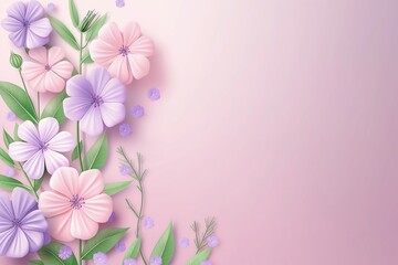 Fototapeta premium Flowers paper cut design. Beautiful spring paper cut flowers on soft color background. Valentine's Day, Birthday, Happy Woman Day, Mother's Day. Holiday poster and banner with flower papercut