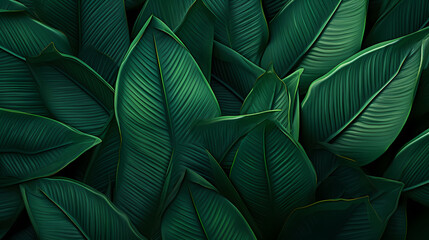 Fototapeta premium Green leaves background, tropical plants