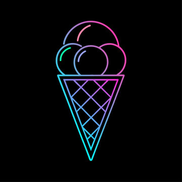 recommend clip art: Neon light outline of ice cream. Vector logo, icon.