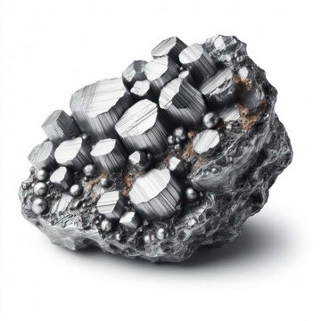natural silver mineral rock Isolated on white background