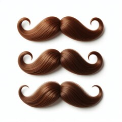 brown mustache, facial hair props Isolated on white background