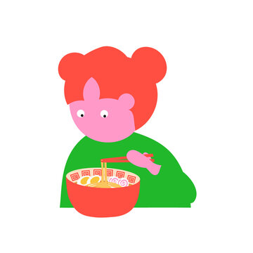 recommend clip art: a person who is eating ramen