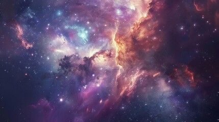 Fototapeta premium A dreamy galaxy background with vibrant stars and nebulae, creating a sense of wonder and space exploration