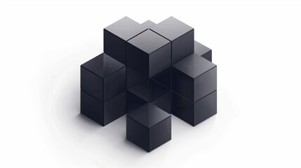 Obraz premium Black cubes arranged in a random pattern on a white background.