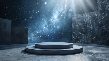 display platform on galaxy background