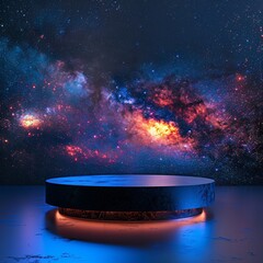 display stand on galaxy background