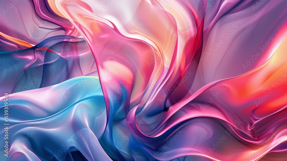 Aufkleber A fluid, wave-like abstract background with harmonious colors and smooth transitions, evoking a sense of movement and flow