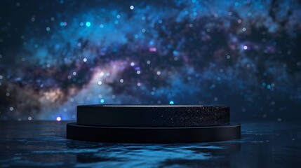 display stand on galaxy background