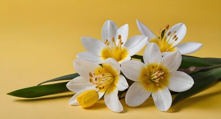Fototapeta premium white and yellow springs flowers for background 