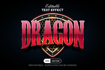 Dragon Text Effect Sport Team Curved Style. Editable Text Effect.