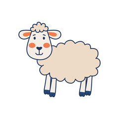 cute lamb hand drawn cartoon character vector illustration template design