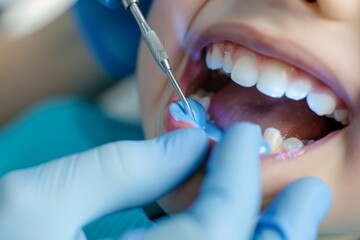 Close-Up of Dentist Applying Dental Sealant to Child's Molar for Preventive Dental Care in Clinic