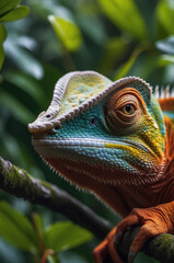 photo Exotic Reptile of chameleon with various colors of nature