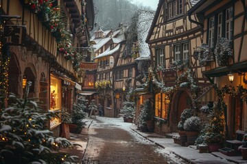 Obraz premium Old European Town Square During Christmas Market