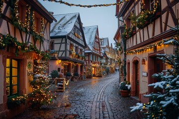 Old European Town Square During Christmas Market

