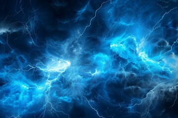 Ultra HD Abstract Thunderstorm with Electric Blue Lightning Suitable for Application, Desktop, Banner Background, Print Backdrop, and Other Print and Digital Work Related