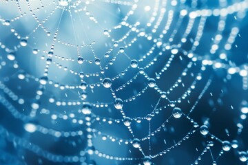 Naklejka premium Ultra HD Glistening Raindrops on a Spider Web Suitable for Application, Desktop, Banner Background, Print Backdrop, and Other Print and Digital Work Related
