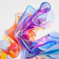 Obraz premium Elegant Abstract Glass Sculpture in Vibrant Colors, Modern Art Design Banner, abstract graphic, banner design, pattern design, web background template