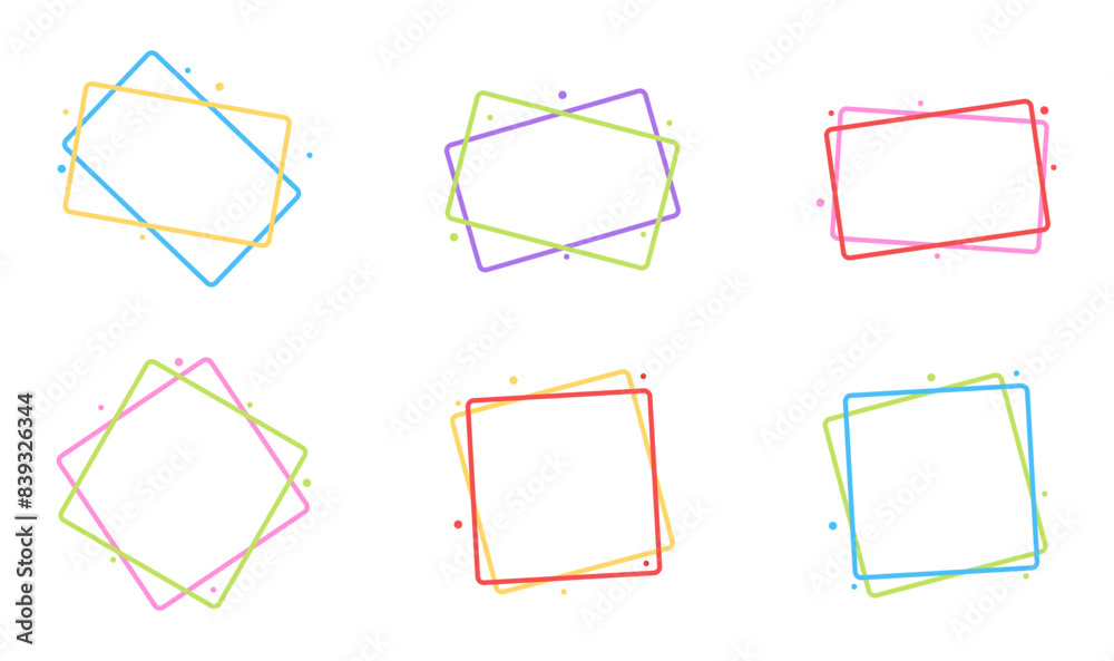 Wall mural round square and rectangle colorful frame border collection design vector