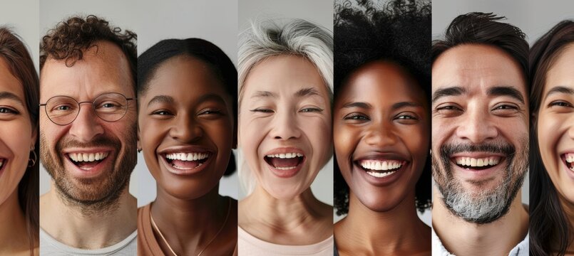 Diverse Smiling Faces for Dental Health Campaign Promoting Regular Checkups