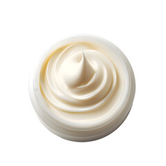 Opened cosmetic cream jar top view isolated on transparent background