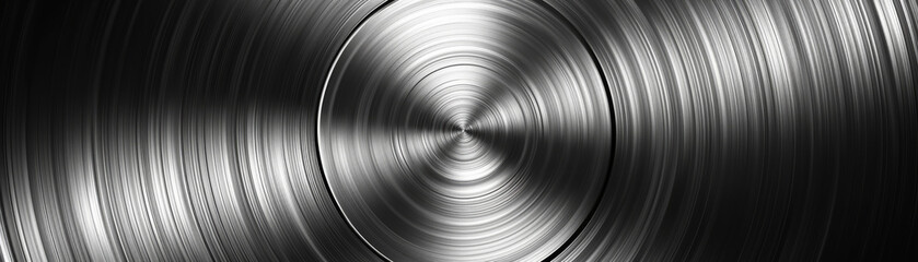 Obraz premium Abstract circular brushed metal texture with radial lines and gradients, creating a polished and industrial background suitable for various design projects.