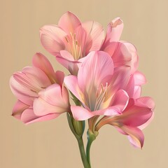 Fototapeta premium Delicate Pink Freesia Flower with Fragrant Petals Blooming in Nature