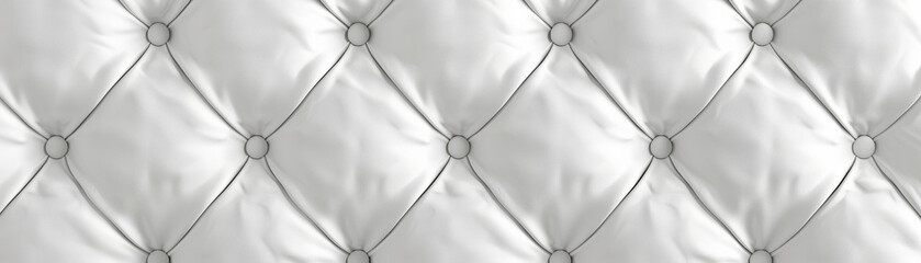 Elegant white leather texture with diamond tufted pattern, classic and luxurious upholstery design for furniture, interiors, and backgrounds.