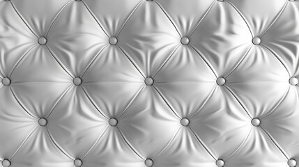 Fototapeta premium Elegant white tufted leather upholstery pattern with button details creating a luxurious and sophisticated look perfect for backgrounds and designs.