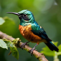 Fototapeta premium Cute Copper Sunbird looks awesome