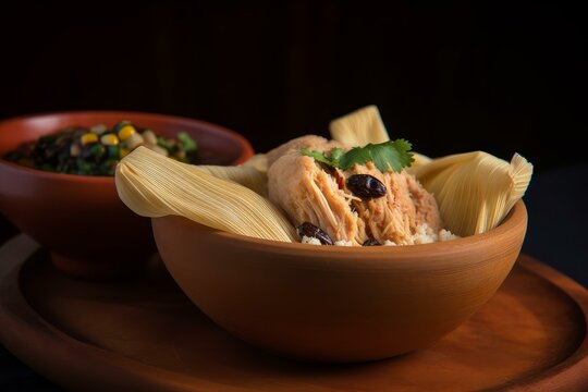 Comforting Sweet tamales bowl. Traditional diet corn food nutrition. Generate Ai